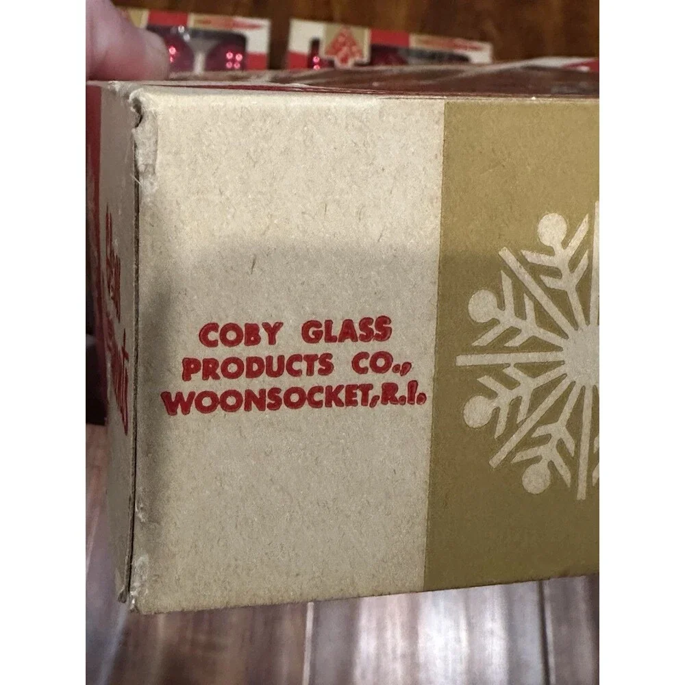 Lot of (36) Vintage Coby Glass Red 2-1/4” Round Christmas Tree Ornaments in Box